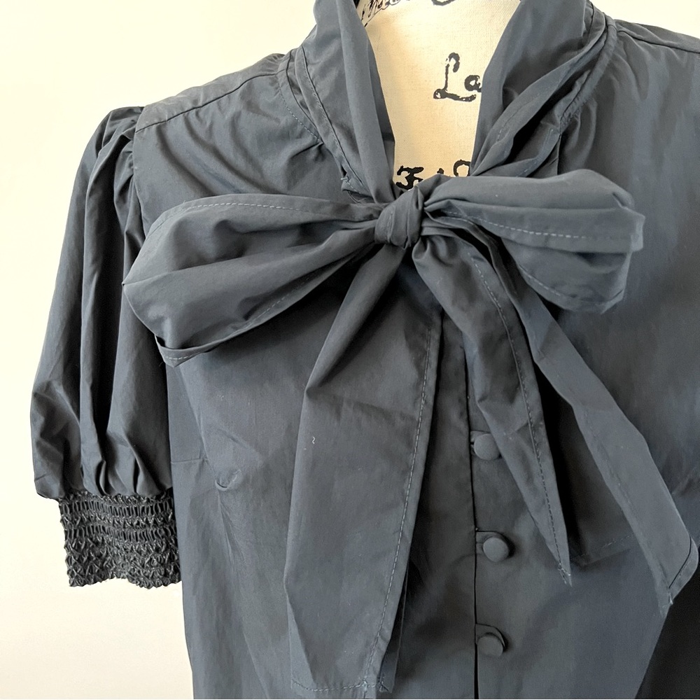 Cartolina Nantucket Peggy short sleeve blouse top Ladies size xs Navy blue - Picture 3 of 10